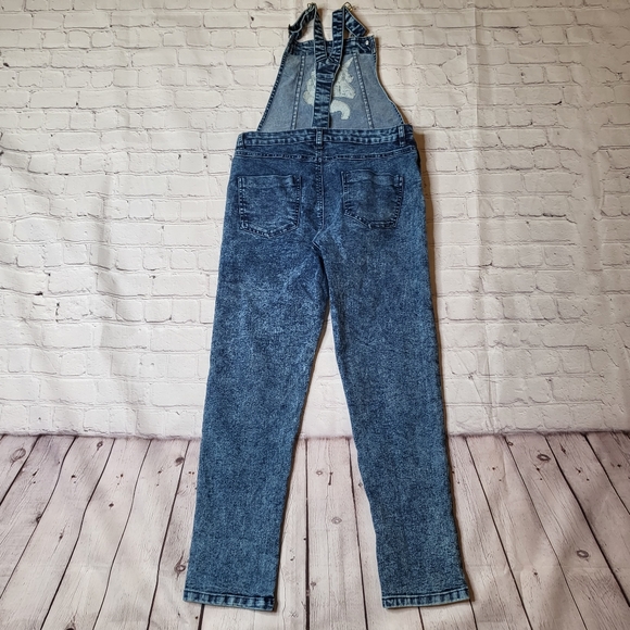 Girls Acid Washed Distressed Denim Overalls - Size 14/16 EUC - Picture 7 of 14